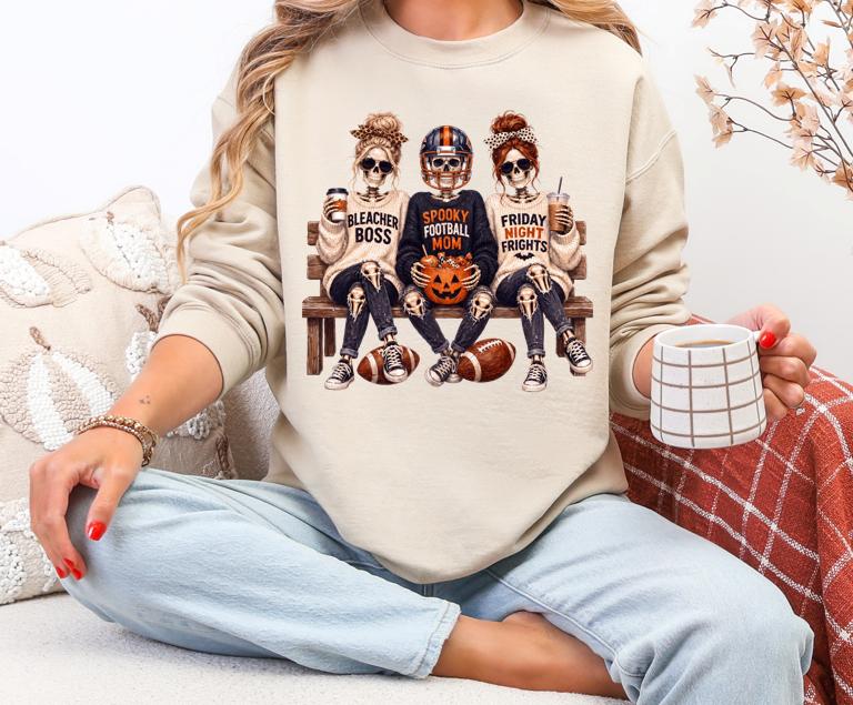 Spooky Football Mom Sweatshirt | Halloween Football Shirt | Skeleton Football Mom Crewneck | Game Day Sweatshirt | Fall Sweatshirt | Friday Night Football Sweatshirt | Halloween Football Mom Sweatshirt | Women's Football Sweatshirt