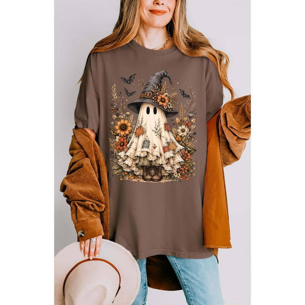 Comfort Colors 1717 Shirt for Women from Small to XXL,  Halloween Ghost Floral Shirt, Ghost with Shirt,  Womenswear