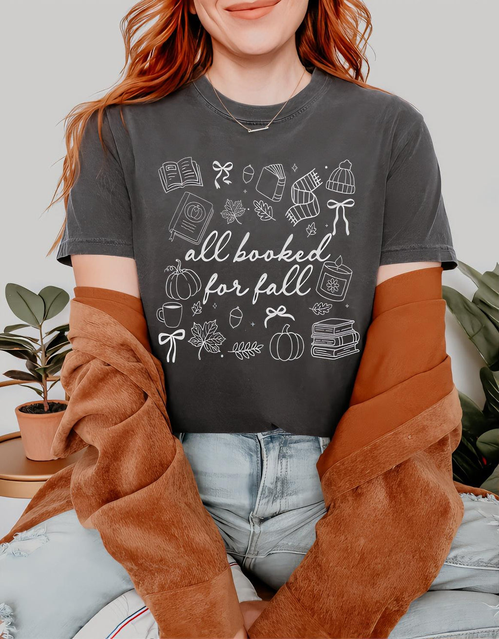 All Booked for Fall T-Shirt | Fall Book Lover Shirt | Book Lover Fall Tee | Comfort Colors T-Shirt